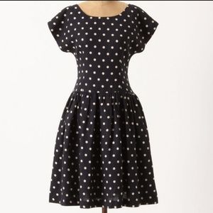 Anthropologie polka-dot lInen dress